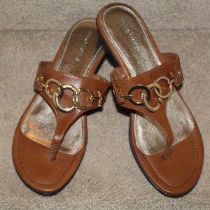 Marc Fisher Ariana Thong Sandals Gold Metallic Ring Design Size 10M
